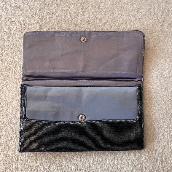 Vintage 1980s Du-Val Black Beaded Envelope Clutch - Picture 5 of 15
